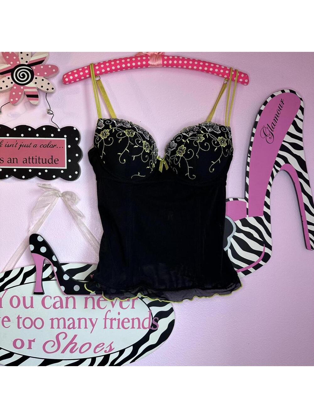 Black mesh bustier cami